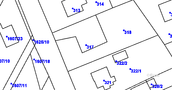 Parcela st. 317 v KÚ Komárov u Hořovic, Katastrální mapa