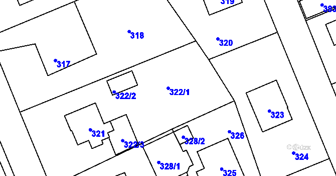 Parcela st. 322/1 v KÚ Komárov u Hořovic, Katastrální mapa