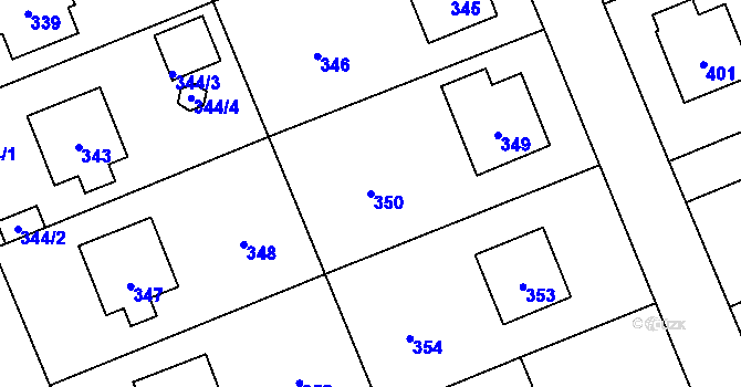 Parcela st. 350 v KÚ Komárov u Hořovic, Katastrální mapa