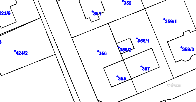 Parcela st. 356 v KÚ Komárov u Hořovic, Katastrální mapa