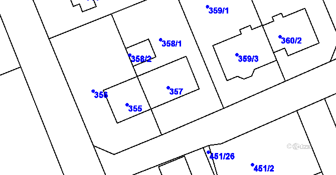 Parcela st. 357 v KÚ Komárov u Hořovic, Katastrální mapa