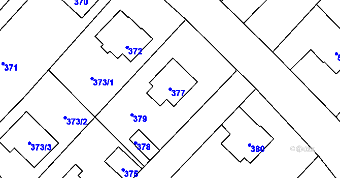 Parcela st. 377 v KÚ Komárov u Hořovic, Katastrální mapa
