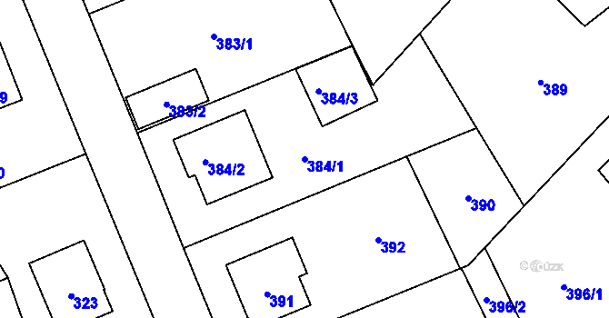 Parcela st. 384/1 v KÚ Komárov u Hořovic, Katastrální mapa