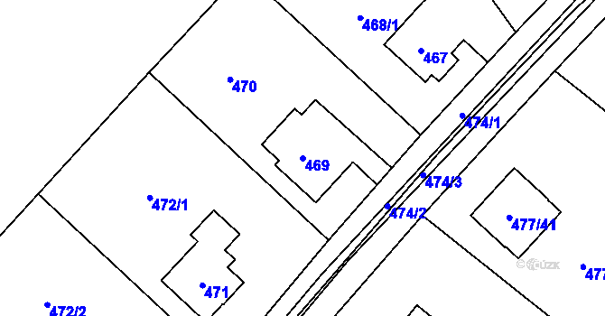 Parcela st. 469 v KÚ Komárov u Hořovic, Katastrální mapa