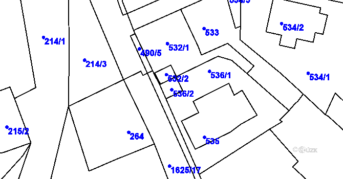 Parcela st. 536/2 v KÚ Komárov u Hořovic, Katastrální mapa