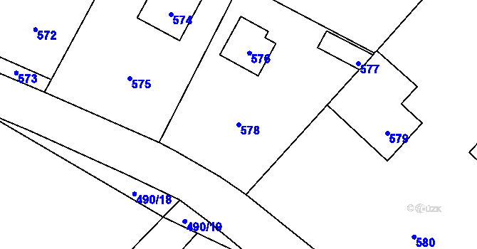 Parcela st. 578 v KÚ Komárov u Hořovic, Katastrální mapa