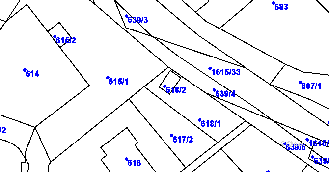 Parcela st. 618/2 v KÚ Komárov u Hořovic, Katastrální mapa