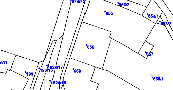Parcela st. 656 v KÚ Komárov u Hořovic, Katastrální mapa