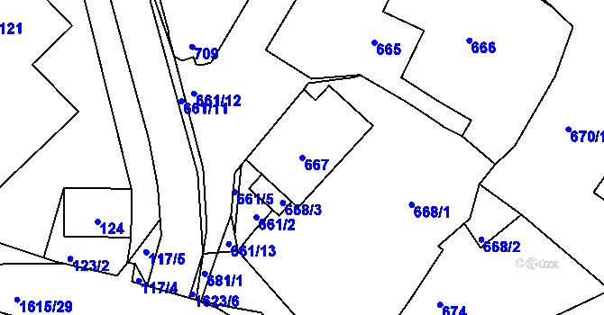 Parcela st. 667 v KÚ Komárov u Hořovic, Katastrální mapa