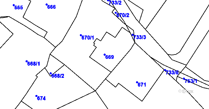 Parcela st. 669 v KÚ Komárov u Hořovic, Katastrální mapa