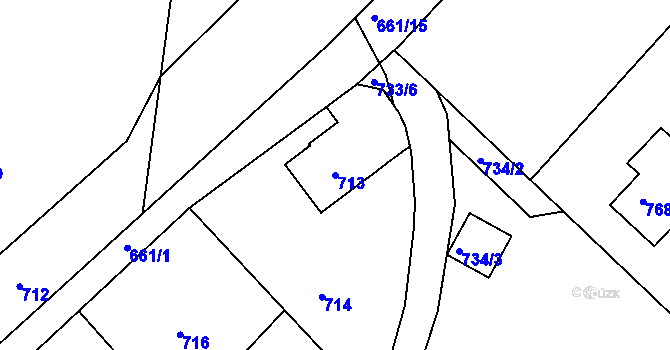 Parcela st. 713 v KÚ Komárov u Hořovic, Katastrální mapa