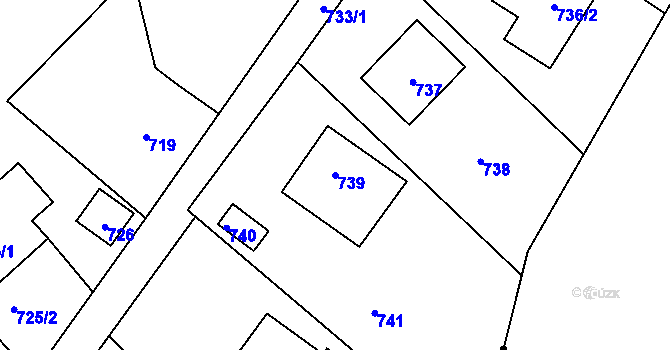 Parcela st. 739 v KÚ Komárov u Hořovic, Katastrální mapa