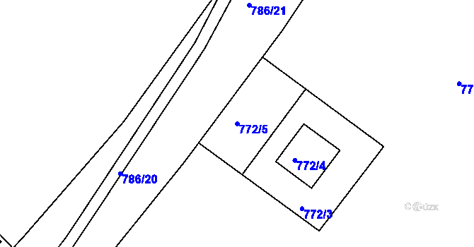 Parcela st. 772/5 v KÚ Komárov u Hořovic, Katastrální mapa