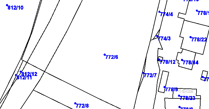 Parcela st. 772/6 v KÚ Komárov u Hořovic, Katastrální mapa