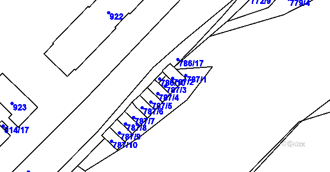 Parcela st. 787/3 v KÚ Komárov u Hořovic, Katastrální mapa