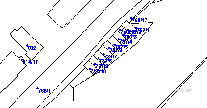 Parcela st. 787/7 v KÚ Komárov u Hořovic, Katastrální mapa