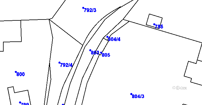 Parcela st. 805 v KÚ Komárov u Hořovic, Katastrální mapa