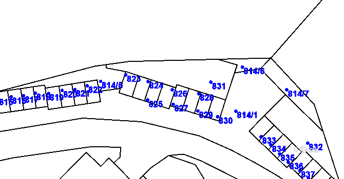 Parcela st. 826 v KÚ Komárov u Hořovic, Katastrální mapa
