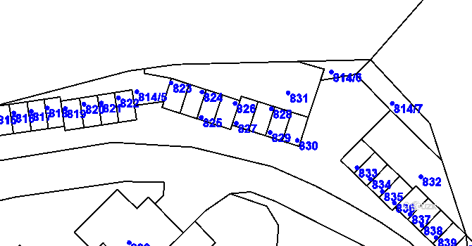 Parcela st. 827 v KÚ Komárov u Hořovic, Katastrální mapa