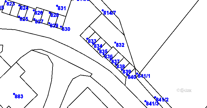 Parcela st. 836 v KÚ Komárov u Hořovic, Katastrální mapa