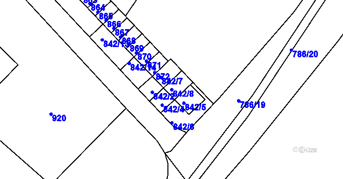 Parcela st. 842/8 v KÚ Komárov u Hořovic, Katastrální mapa
