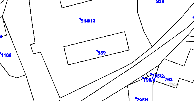 Parcela st. 939 v KÚ Komárov u Hořovic, Katastrální mapa