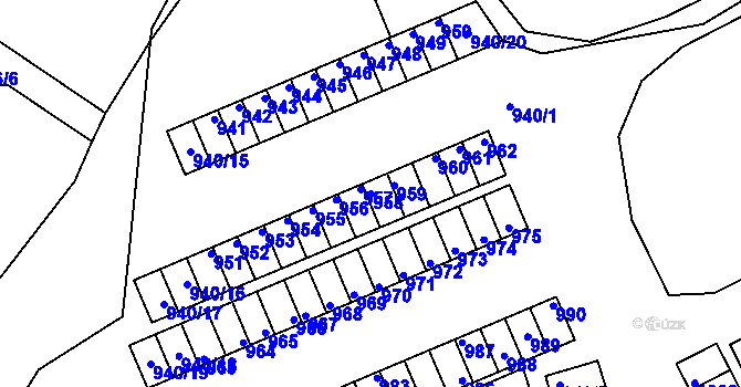 Parcela st. 958 v KÚ Komárov u Hořovic, Katastrální mapa
