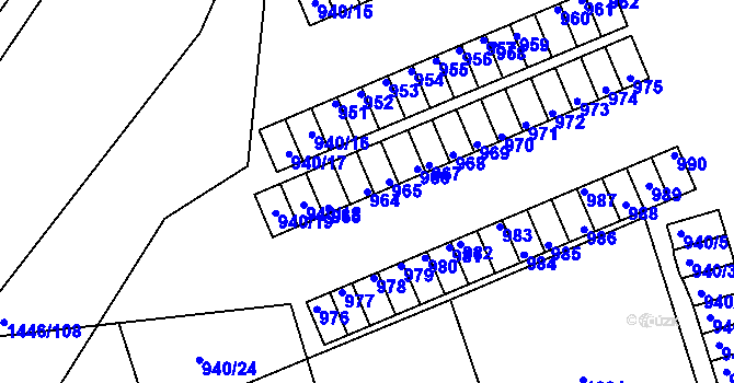 Parcela st. 964 v KÚ Komárov u Hořovic, Katastrální mapa