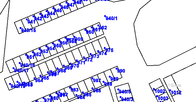 Parcela st. 974 v KÚ Komárov u Hořovic, Katastrální mapa