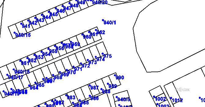 Parcela st. 975 v KÚ Komárov u Hořovic, Katastrální mapa