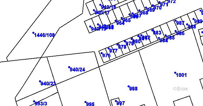 Parcela st. 976 v KÚ Komárov u Hořovic, Katastrální mapa