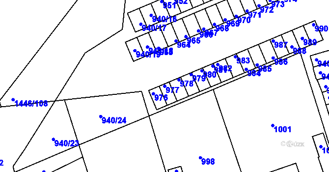 Parcela st. 977 v KÚ Komárov u Hořovic, Katastrální mapa