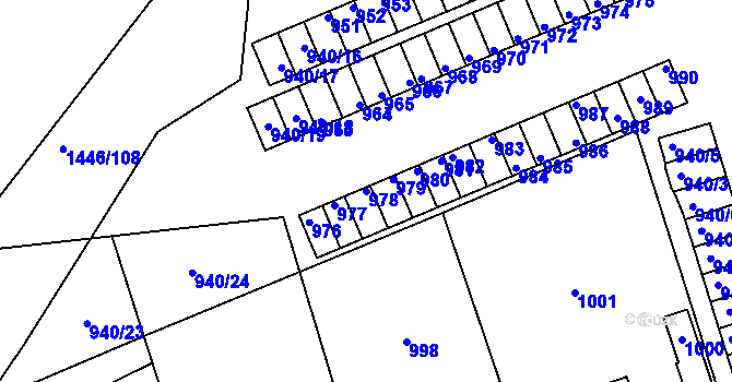 Parcela st. 978 v KÚ Komárov u Hořovic, Katastrální mapa
