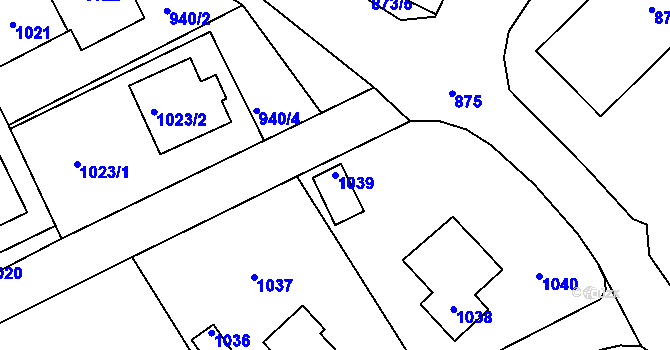 Parcela st. 1039 v KÚ Komárov u Hořovic, Katastrální mapa