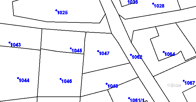 Parcela st. 1047 v KÚ Komárov u Hořovic, Katastrální mapa