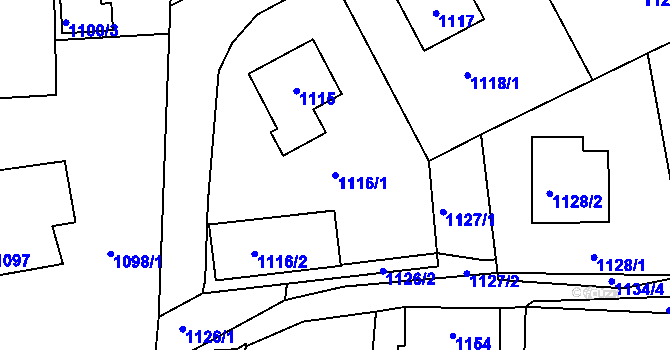 Parcela st. 1116/1 v KÚ Komárov u Hořovic, Katastrální mapa