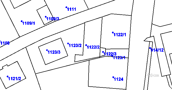 Parcela st. 1122/2 v KÚ Komárov u Hořovic, Katastrální mapa