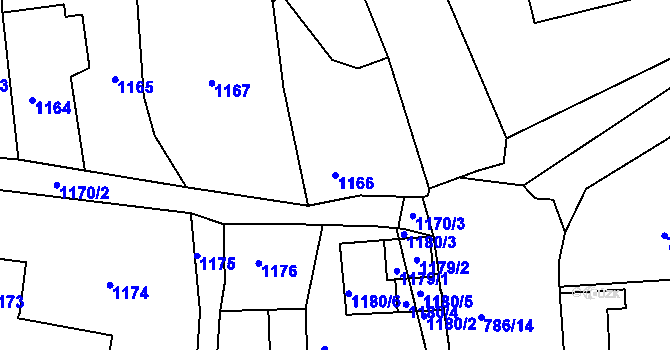 Parcela st. 1166 v KÚ Komárov u Hořovic, Katastrální mapa