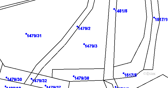 Parcela st. 1479/3 v KÚ Komárov u Hořovic, Katastrální mapa