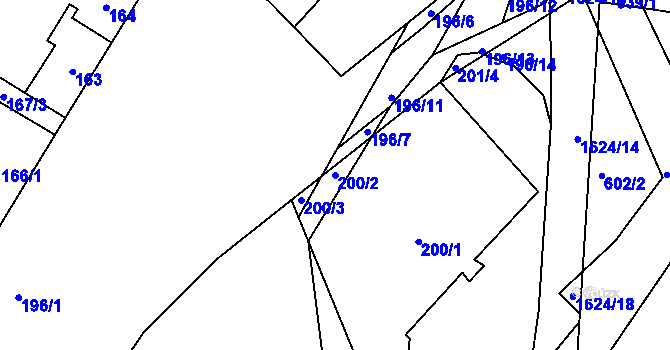 Parcela st. 200/2 v KÚ Komárov u Hořovic, Katastrální mapa