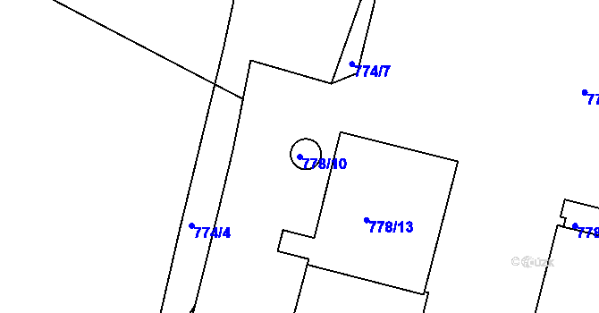 Parcela st. 778/10 v KÚ Komárov u Hořovic, Katastrální mapa