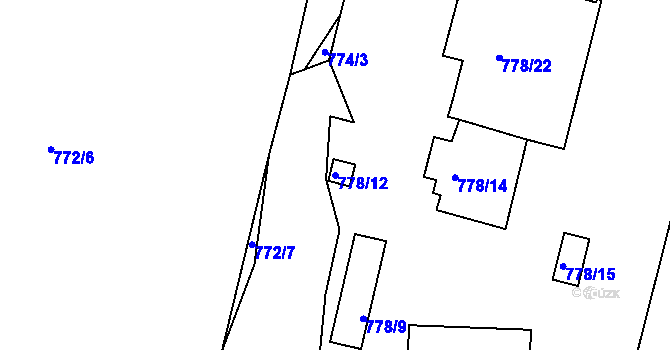 Parcela st. 778/12 v KÚ Komárov u Hořovic, Katastrální mapa