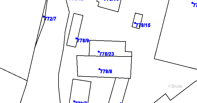 Parcela st. 778/23 v KÚ Komárov u Hořovic, Katastrální mapa