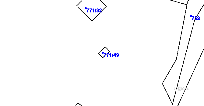Parcela st. 771/49 v KÚ Komárov u Hořovic, Katastrální mapa