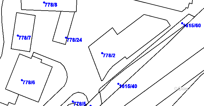 Parcela st. 778/2 v KÚ Komárov u Hořovic, Katastrální mapa