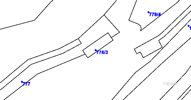 Parcela st. 778/3 v KÚ Komárov u Hořovic, Katastrální mapa