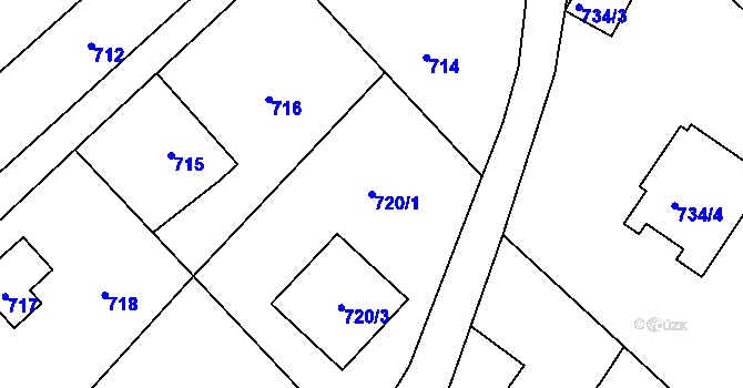 Parcela st. 720/1 v KÚ Komárov u Hořovic, Katastrální mapa
