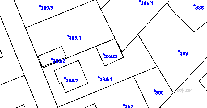 Parcela st. 384/3 v KÚ Komárov u Hořovic, Katastrální mapa