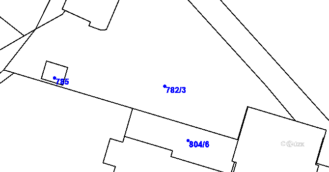 Parcela st. 782/3 v KÚ Komárov u Hořovic, Katastrální mapa