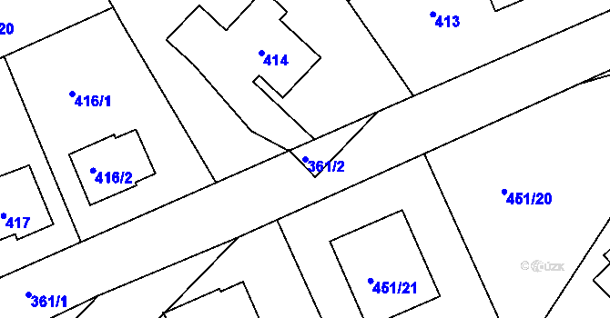 Parcela st. 361/2 v KÚ Komárov u Hořovic, Katastrální mapa